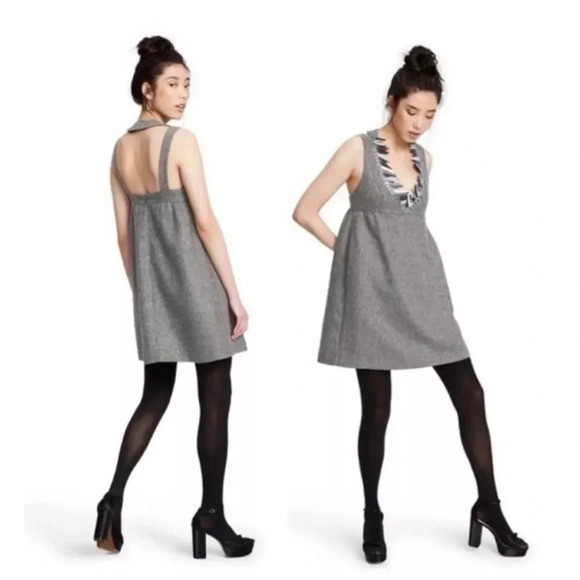 Anna Sui x Target NWT Grey Metallic Boucle’ Mini Halter Dress 20th Anniversary M - Picture 1 of 12